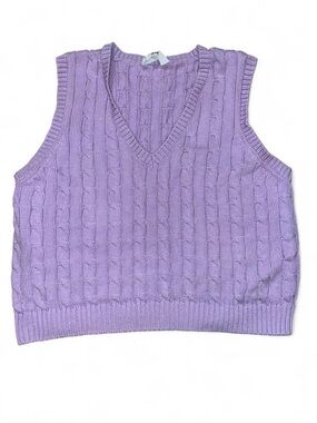 Double Zero Lavender Cable-Knit V-Neck Sweater Vest